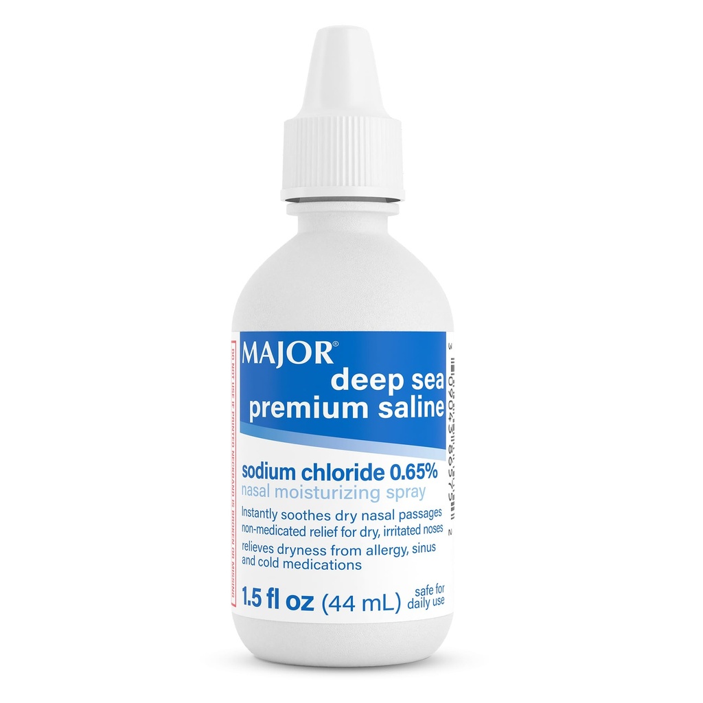 MAJOR Deep Sea Premium Saline - Nasal Moisturizing Spray for Dryness and Irritation Relief - Chlorid sodný 0, 65% - 1, 5 Fl. Oz (1 balení)