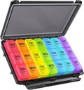 ZIKEE Týdenní Pill Organizátor 3 krát denně s Moisture- Resistant Design, Pill Box 7 Den s Light- Proof & Ochrana soukromí pro cestování, Velké týdenní Pill Pouzdro pro léky, Vitamíny, Rybí oleje