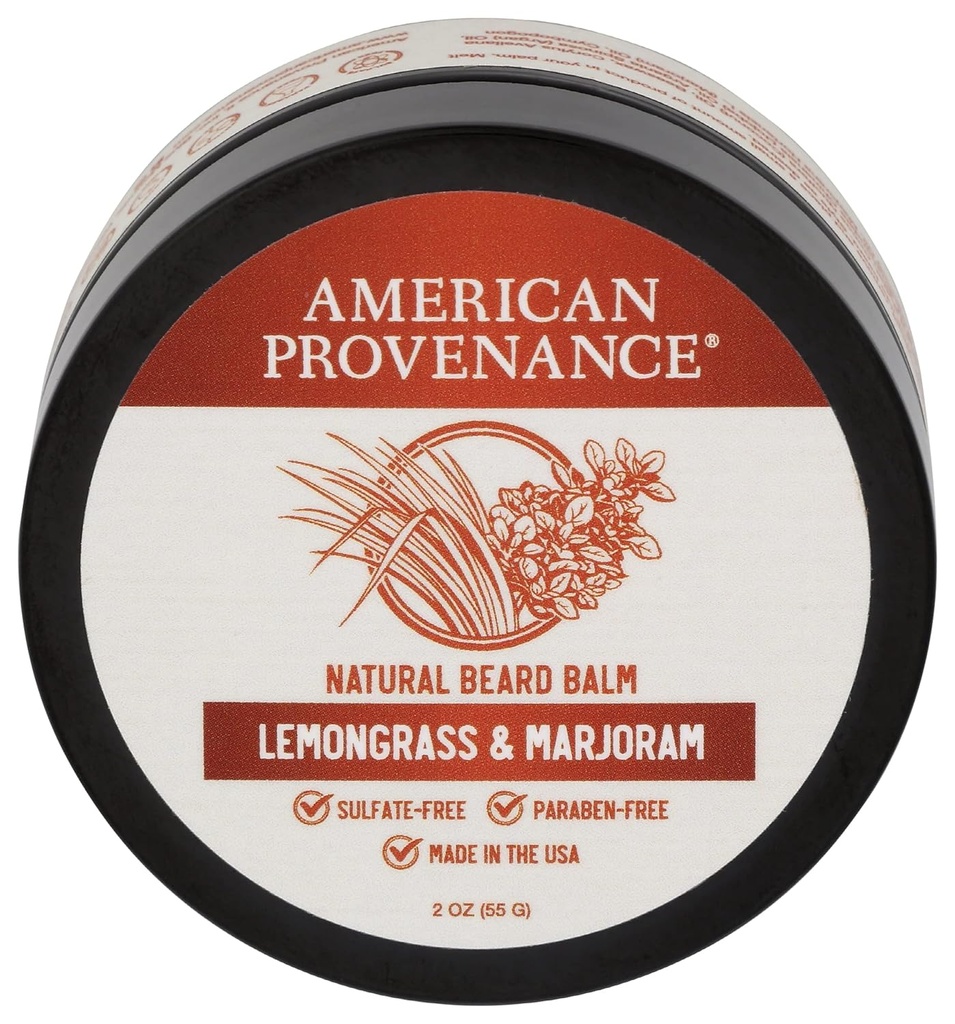 Americký Provenance Premium přírodní vousy a Mustache Balzám pro muže s Shea máslo, Jojoba Oil, Argan Oil - Grooming Balm, že podmínky, Moisturizes a Strettens Vousy a kníry libovolné délky 124; Lemongrass & Marjoram, 2 oz (balení po 1)