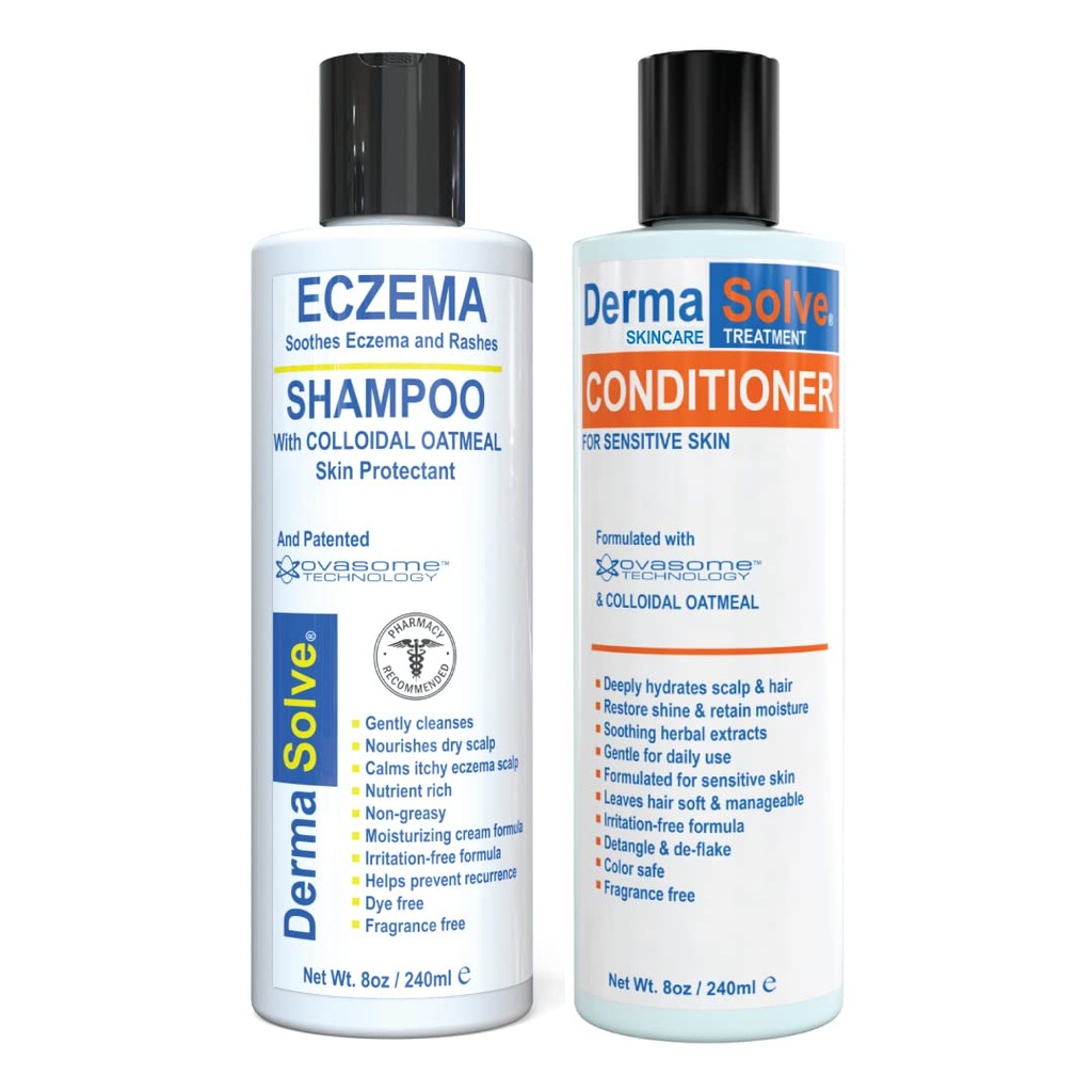 Eczema Shampoo & Conditioner (Combo Pack) - Flare Control Skalp & flake Relief Terapie, která chrání, hydratuje a opravuje kůži DermaSolve - Děti & Dospělí - Steroid zdarma