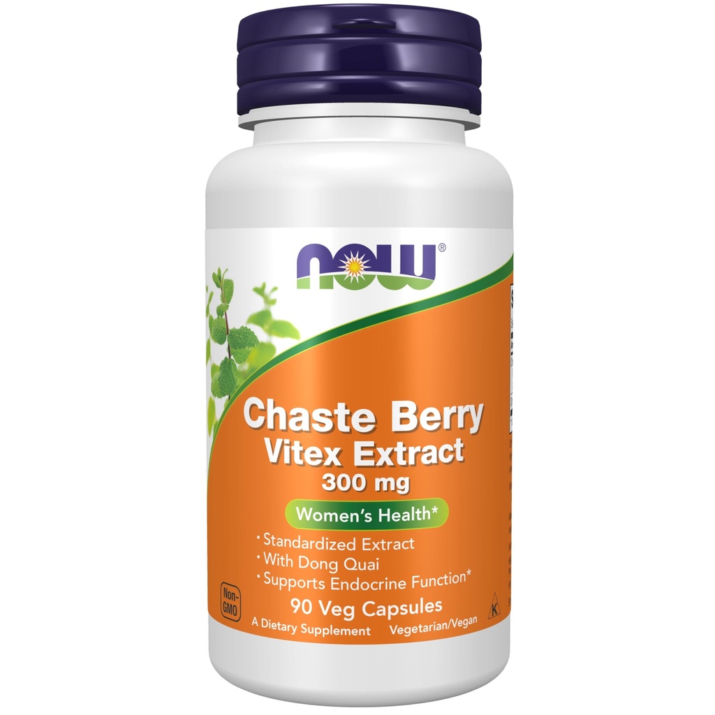 Nyní doplňky, Chaste Berry Vitex Extract 300 mg s Dong Quai, Ženské zdraví *, 90 Veg Kapsle
