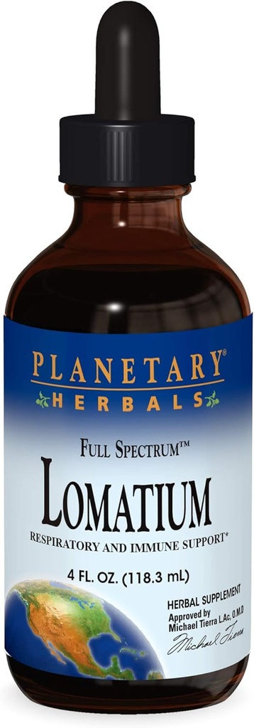 Planetární Herbals Lomatium Full Spectrum Liquid, Respirační a imunitní podpora, 4 Ounces