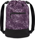 GOMOYO Flex Cinch Drawstring Gym Bag pro ženy CZ124; Plum - Květiny CZ124; 18 "x 14" x 7 "CZ124; Gym Cinch Backpack