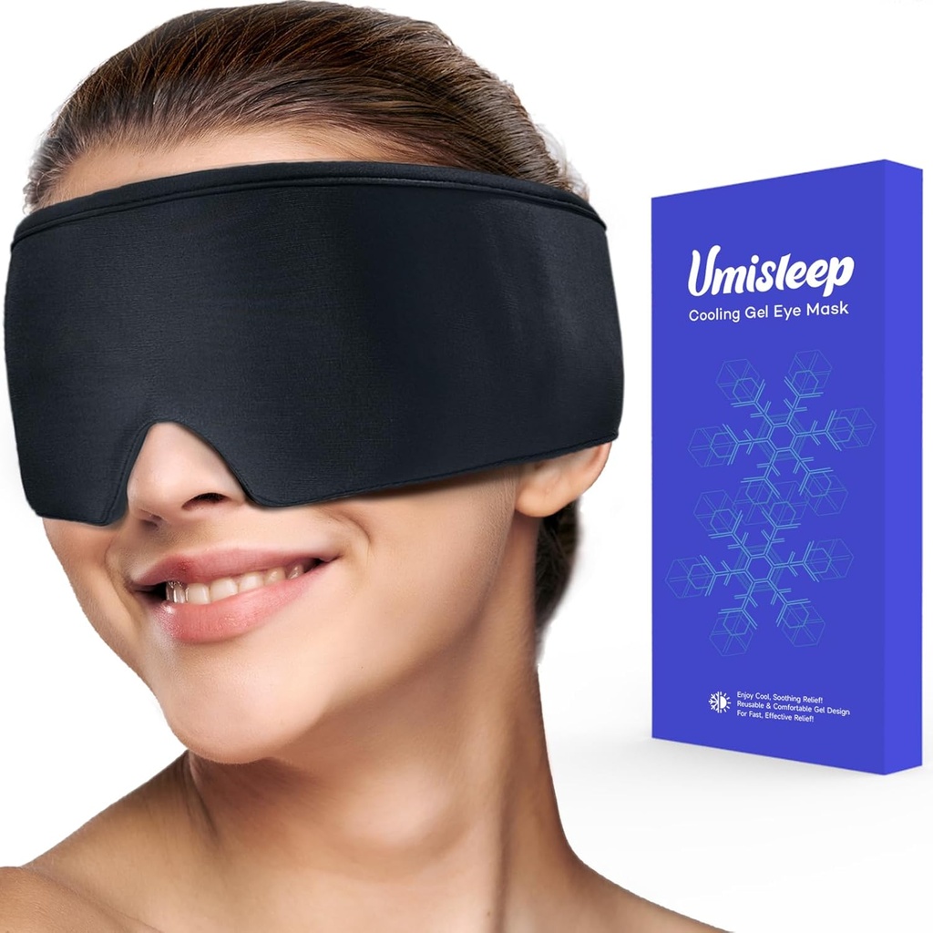 Oční maska, Soft Cold Sleep Mask for dry Eyes, Reuse Gel Eye Cover Ice Pack, Cold Compress Therapy, Stye Eye Treatment, Heads, Dark Circles, Puffy Eyes, Migrény Relief, Black