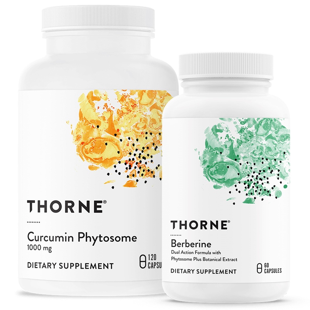 THORNE - Celkově Wellness Bundle - Curcumin Phytosome & Berberine - 30 až 60 Služeb