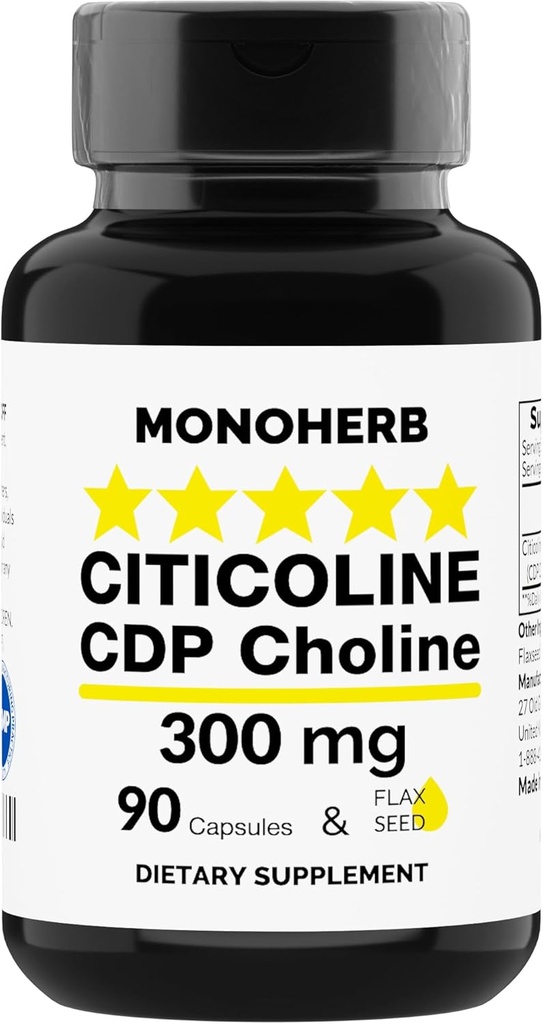 MONOHERB Citicoline CDP Choline 300 mg v jedné tobolce - 90 Vegetariánských tobolek