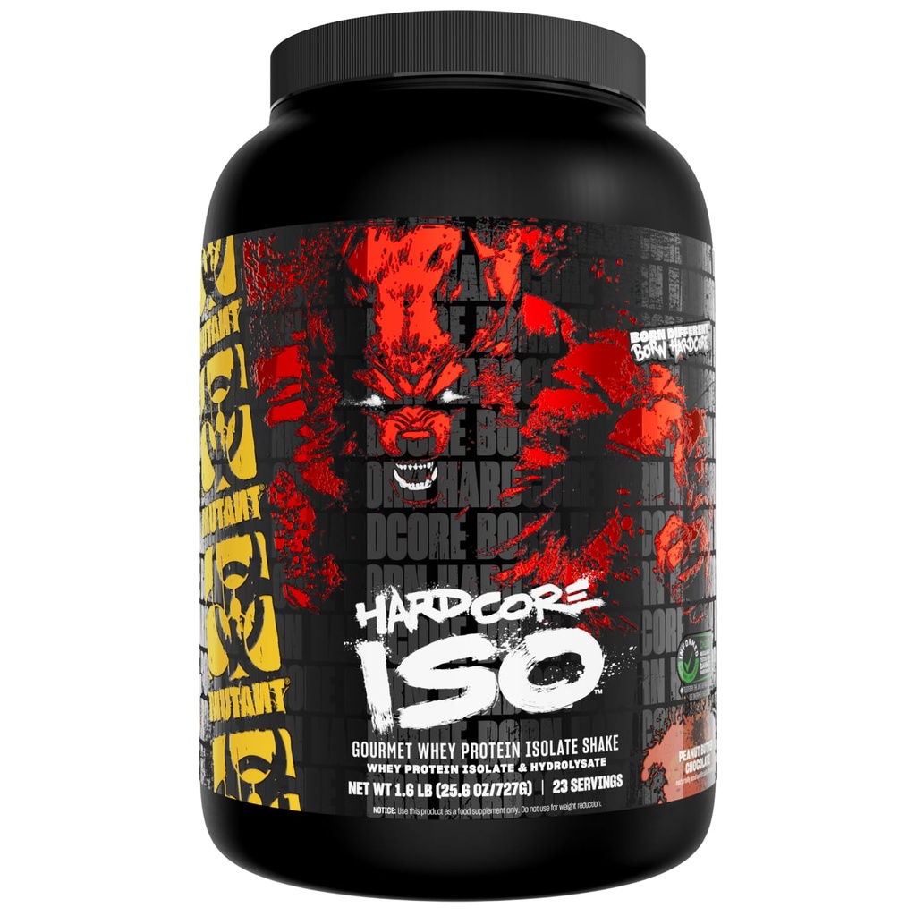 Mutant ISO Surge Syrovátkový protein Isolate Powder Acts Fast to Help Recover, Build Muscle, Bulk and Force, 1.6 LB (arašídové máslo čokoláda)