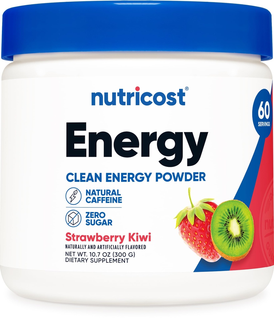 Nutricost Energetický komplex (Strawberry Kiwi) (60 Služeb) - Čistá energie Powder, 300g Dietní dodatek