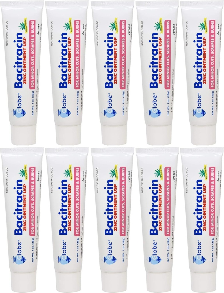 Globe Bacitracin zink Ointment 1 oz curren124; Antibiotický oplodnění curren124; Essential Antibiotic First Aid Supplies current 124; Healing Action current 124; Maximum Antibiotic Power current 124; Prevents Infekce v řezech, škrábance, popáleniny 124; 10 PACK current 124;