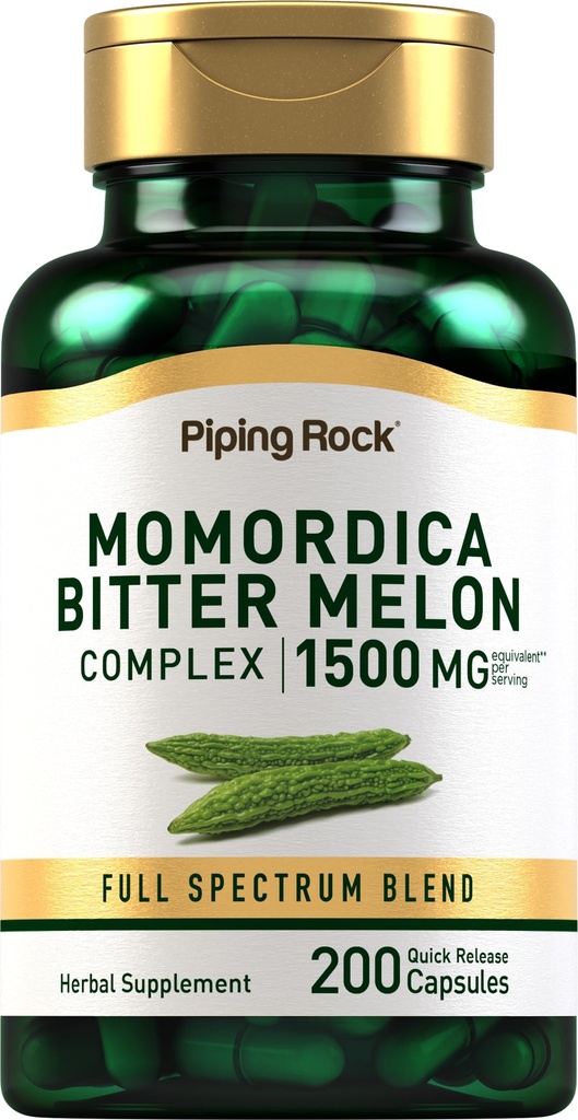 Piping Rock Bitter Melon Kapsle 124; 1500mg kapsle 124; 200 pilulky 124; Momordica Charantia Extract 124; Complex Herb dodatek 124; Non- GMO, gluten zdarma
