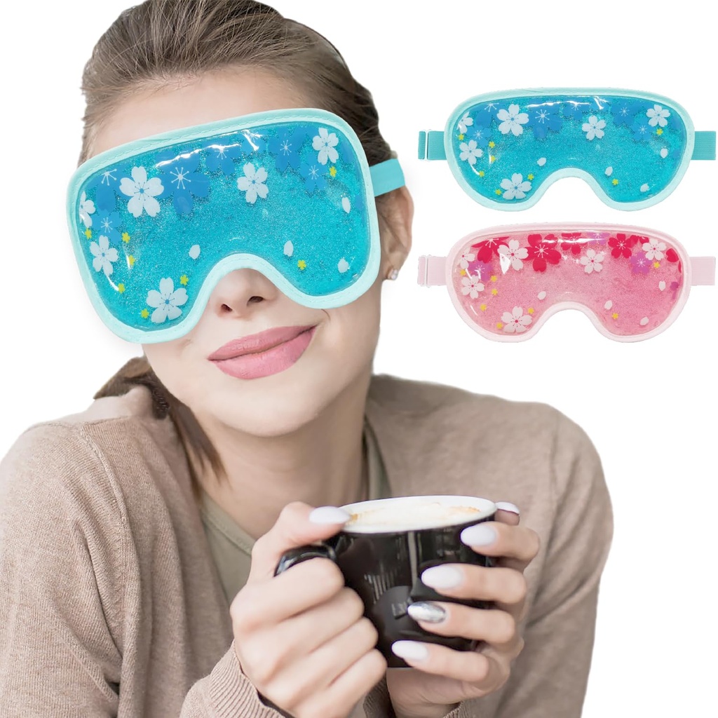 ZNÖCUETÖD Ice Mask Gel Cooling 2 balení opakovaně použitelné studené kompresní oční led balení pro tmavé kruhy a pufiny, Migréna, Stress Relief