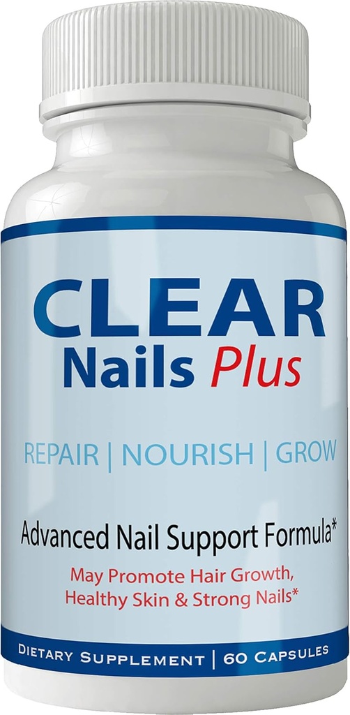 Clear Nails Plus Pills Dodatek - Pokročilé Unikátní růst vlasů Vitamíny a Minerály s Biotin - Gluten zdarma 60 Kapsle - Vlasová lasa kůže a hřebíky Extra Pevnost Formule růstový booster