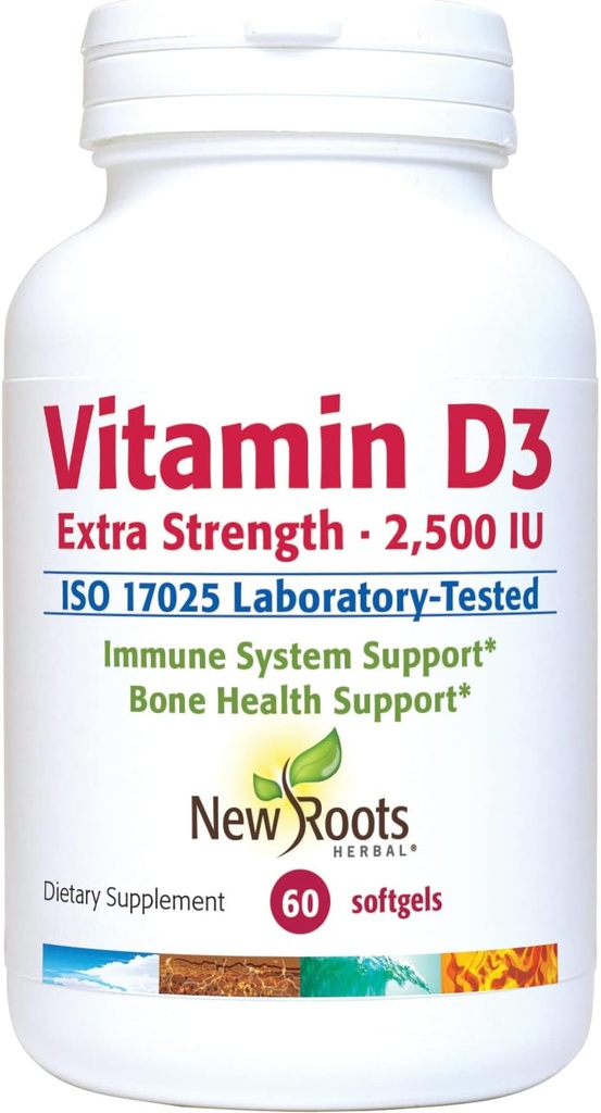 NEW ROOTS HERBAL Vitamin D3 2 500 IU (62, 5 mcg)