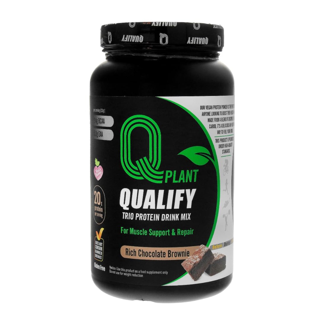 Rostlinný proteinový prášek Mix, Trio bohatý čokoládový Brownie ochucený, gluten zdarma, Vegan, Vysoce košer, 20g protein, 2.4g BCAA, 26.4 Ounce