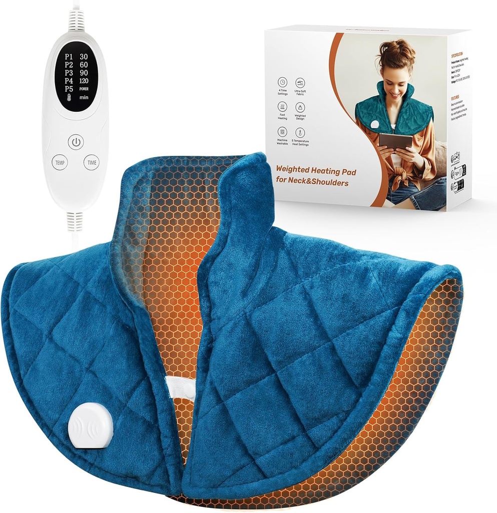 Vážená vyhřívací deska pro krk a ramena a záda, 2.5lb vyhřívací deska pro bolest zad, Vyhřívání ramene Pad s 5 Nastavení tepla, 4 Časovač Nastavení, Valentýn dárky pro ženy