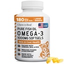 Wild Chycený Omega 3 Rybí olej pro psy - 180 Softgel Kapsle pro zdravou pleť a kabát - Velké 1000 mg Dog Fish Oil pilulky pro vypouštění, suché svědění kůže, a horké Spots - Pet Omega Salmon dodatek