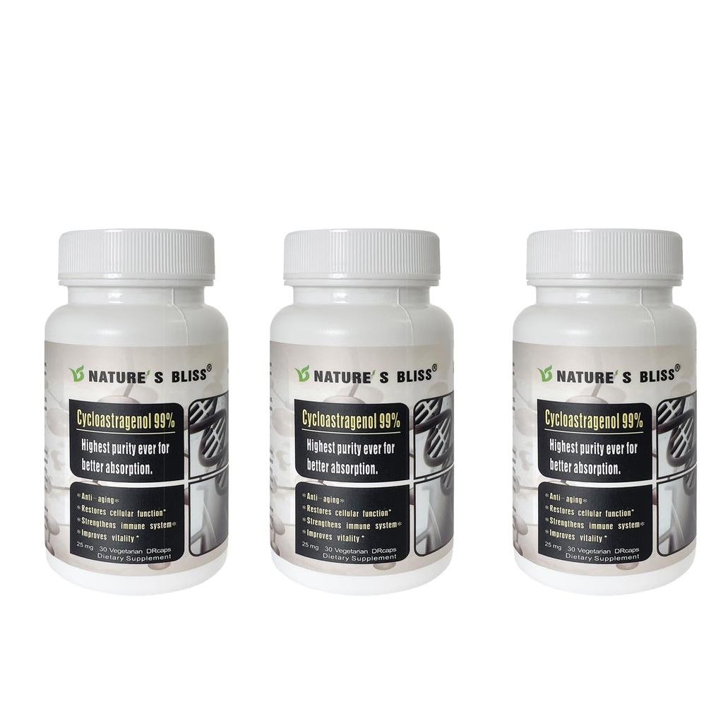 Nature 's bliss Telemere doplňky Cycloastragenol 25mg 99%, Astragalus Root Extract, Anti Aging dodatek, Made in USA, Imunity Boost, Žaludeční kyselina Chráněná, Super Absorpce, 90 Kapsle