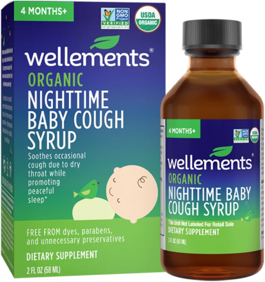 Vyhovuje organické noční kašel Syrup 124; uklidňuje příležitostný kašel kvůli suché hrdlo při podpoře mírové noci *, USDA organické kašel 124; 2 Fl Oz, 4 měsíce +