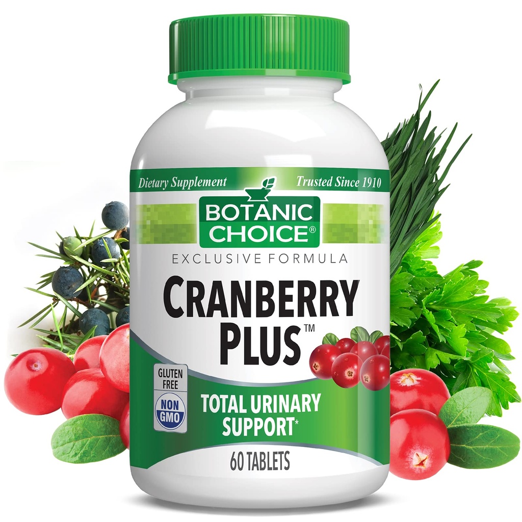 Botanická choice Cranberry Plus Celková podpora močení - Trakt moči Zdraví pro ženy a muže s Cranberry koncentrát, Uva Ursi, Buchu, vápník - 60 Tablety