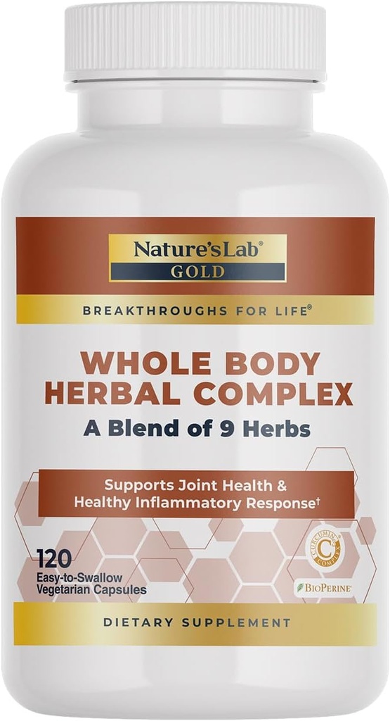 Nature 's Lab Gold Cell Body Bylinný komplex - Kurkuma, Boswellia, Ginger, Green Tea, Rosemary - 120 Kapsle (60 Day Supply)