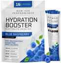 Hydratační balíčky nového věku, Electrolytes Powder Liquid Enhancer for Dehydratation Relief, L-glutamin Amino Acids for Muscle Workout Recovery, Cukr zdarma & 0 Kalorie, 16 Pack (Blue Raspberry)