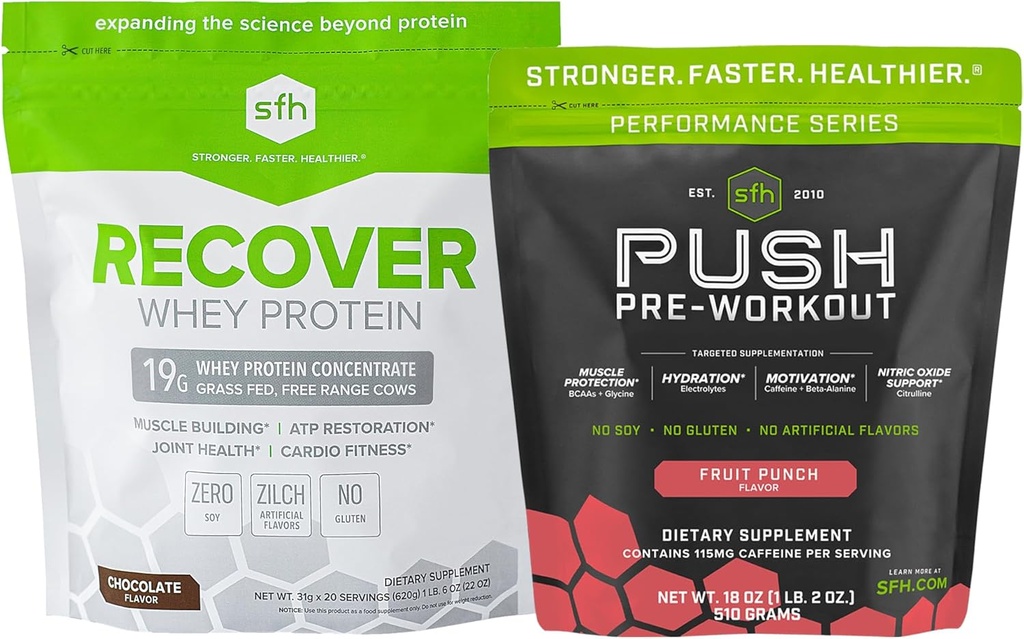 SFH Pre and Post Workout Bundle 124; Push Fruit Punch Bag + Recover čokoládová taška