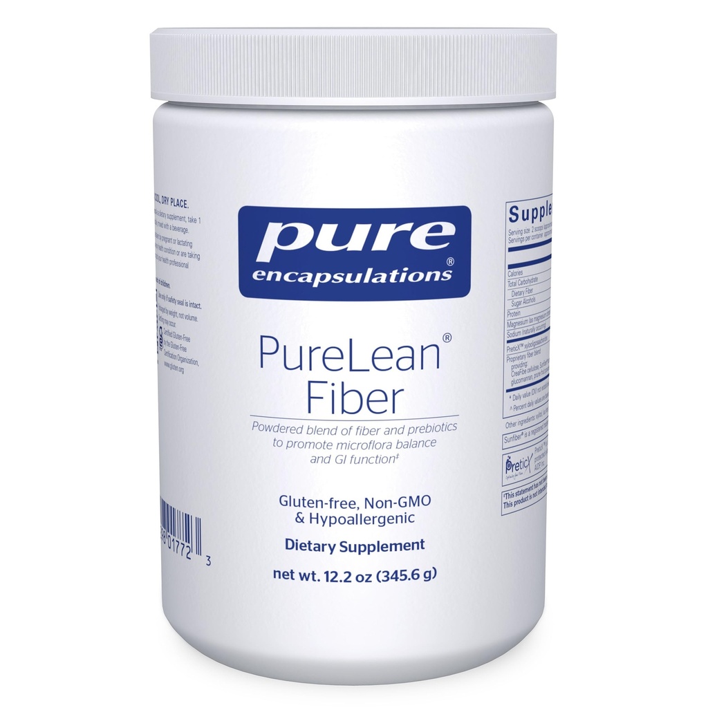 Čisté enkapsulace PureLean Fiber CLAS124; prášková směs rozpustných a nerozpustných vláken a proteinů na podporu rovnováhy mikroflóry a GI funkce * CLAS124; 12.2 Ounces *
