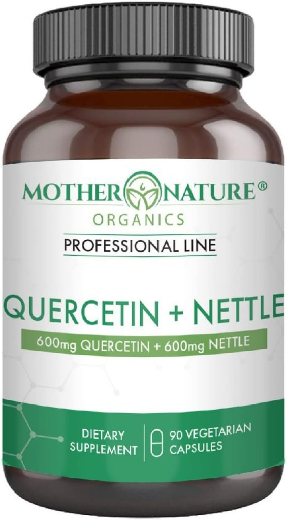 Quercetin 600mg & Nettle 600mg - přírodní Flavonoidy dodatek pro sezónní dráždivé látky, imunitní odpověď, zdravé stárnutí a dlouhověkost - Non Drowsy, Non GMO, Vegan - (90 Kapsle)