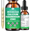 Vápník hořčík zink kapalné kapky s vitaminem D3 K2, vysoká potence vápník hořčík doplněk w / hořčík komplex, zinek, Theanine Gluten zdarma pro imunitní, kost, svalovina, nálady a spánková podpora