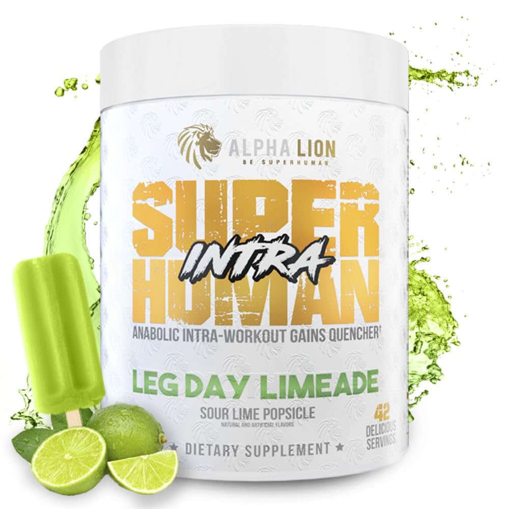 ALPHA LION Superhuman Intra Workout Prášek pro muže a ženy, Amino Acids Drink, Muscle Recovery Dodatek, BCAA prášek, Electrolytes & Hydration Mix (42 Služební, Lime Flavor)