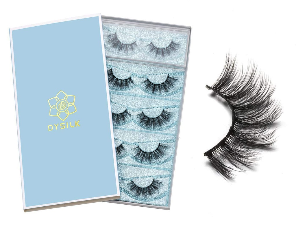 DYSILK řasy False Eyelass - Oční řasy Mink Lishes 5 páry 6D řasy Balení Fluffy řasy Fake Eye řasy přírodní vzhled Wissy Eyelass Strip Lash Faux False Eyelass Rozšíření Kit 124; 001-15mm