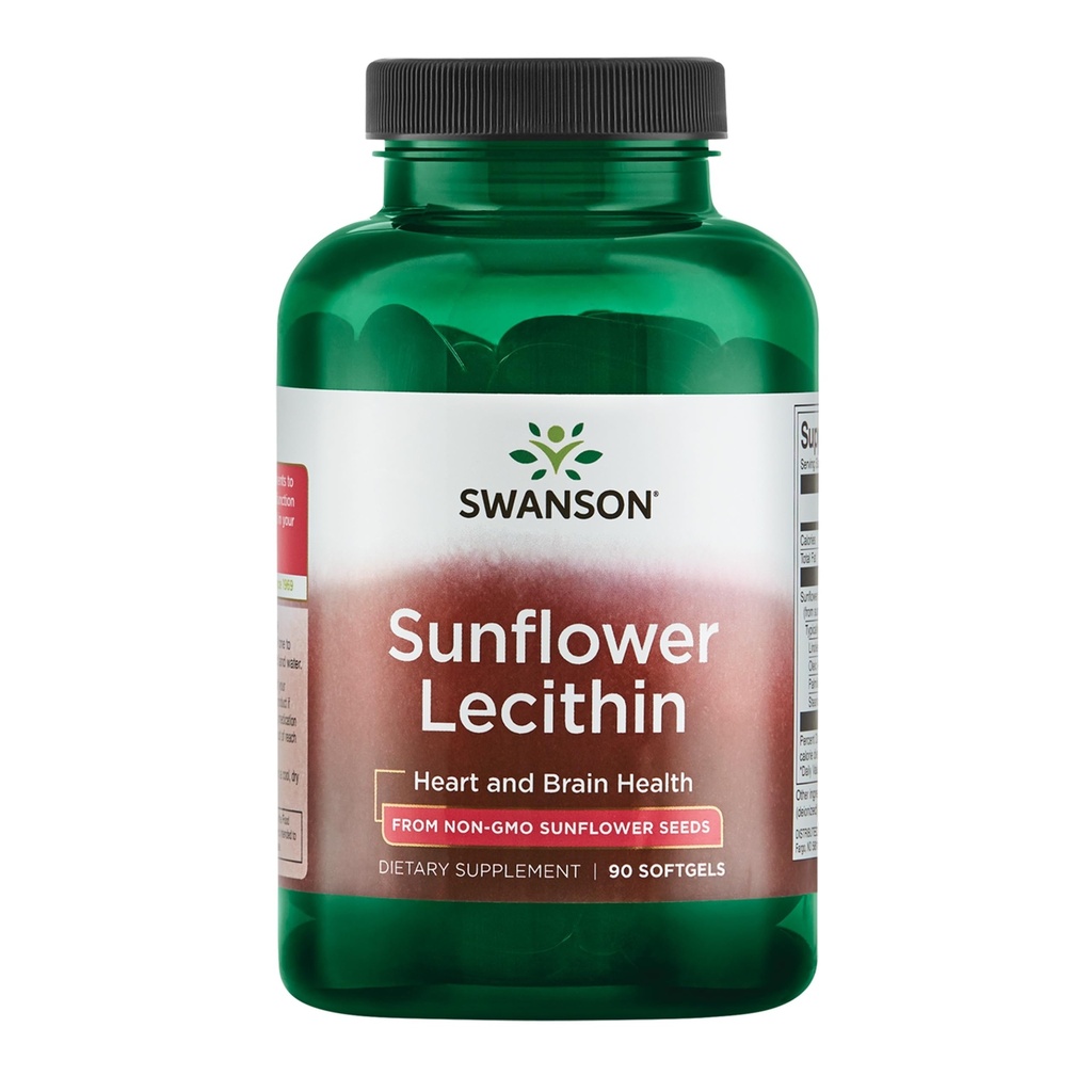 Swanson Sunflower Lecithin - Bylinný dodatek k podpoře zdravé funkce mozku - Přírodní vzorec podporující srdeční zdraví a zdravou rovnováhu lipidů - (90 Softgels, 1200mg každý)