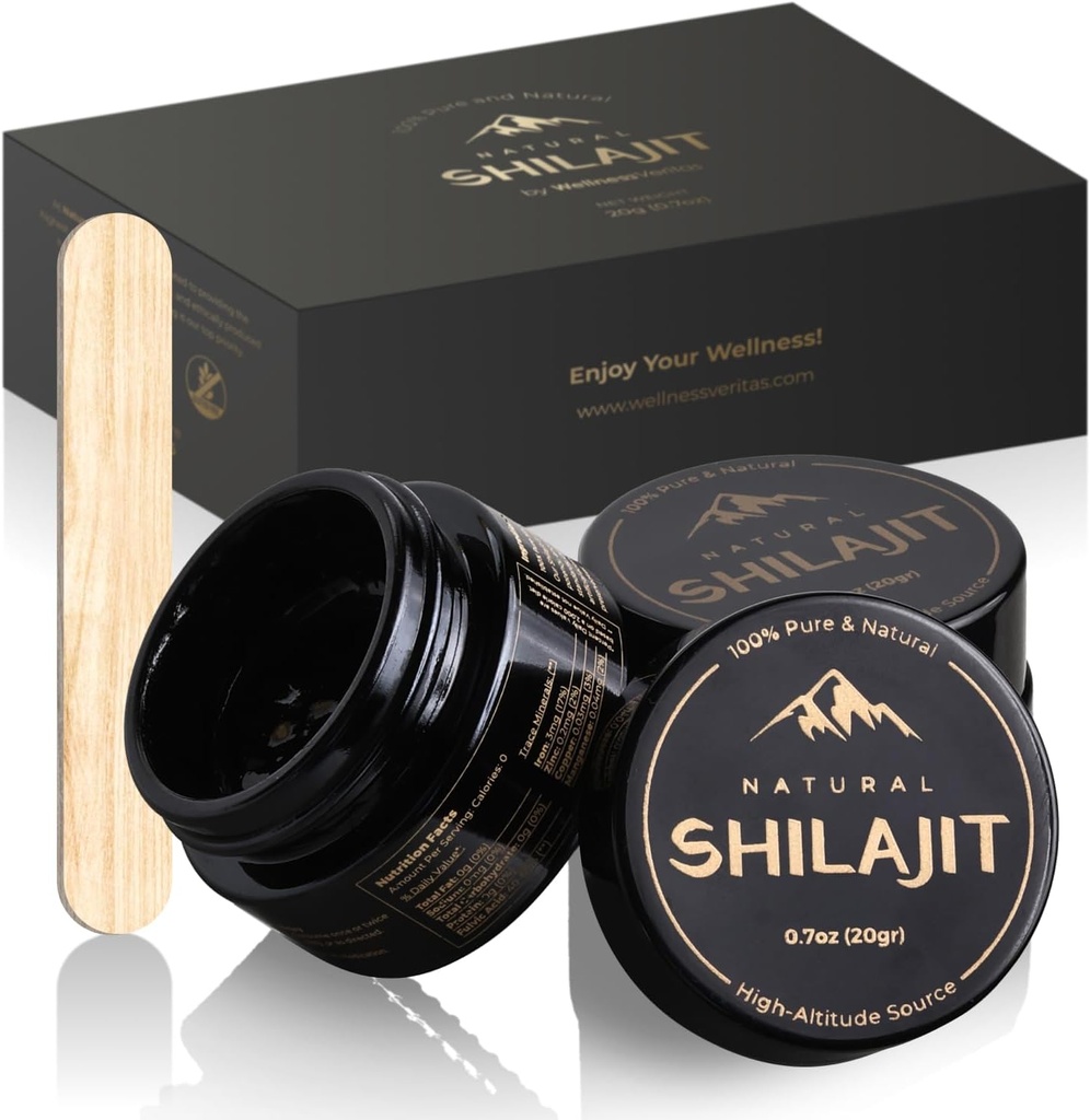 Shilajit Natural Himalayan Organic Resin 20 Grams, Pure Shilajit dodatek obohacený Fulvic acid & 85 + stopové minerály, rostlinné živiny pro energii, podpora metabolismu a imunitního systému