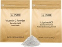 PRŮVODNÍ INGREDIENTY L- lysin HCI a Vitamn C Powder Bundle, 1 LB Každý, Non- GMO, gluten zdarma, dietní doplňky