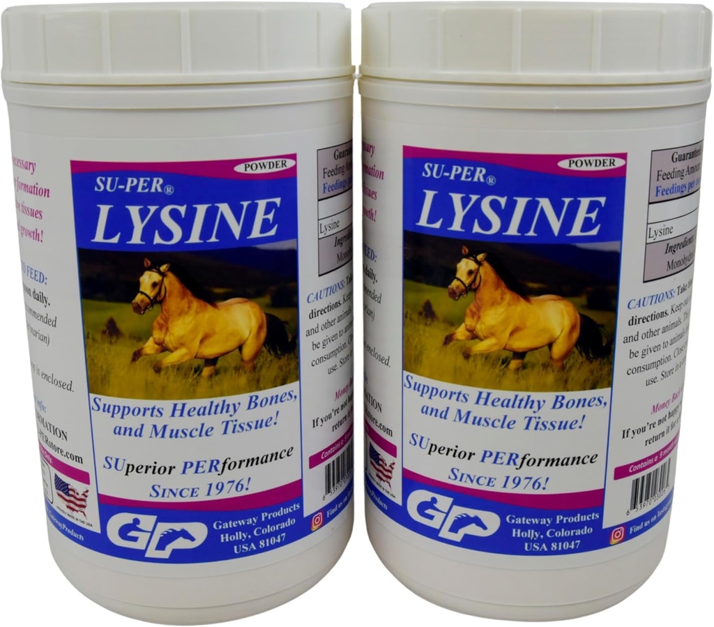 SU-PER Lysinový dodatek pro koně - Podporuje zdravé kosti a svalnaté tkáně - Equine Essential Amino Acid - 2.5 libra, (2 balení)
