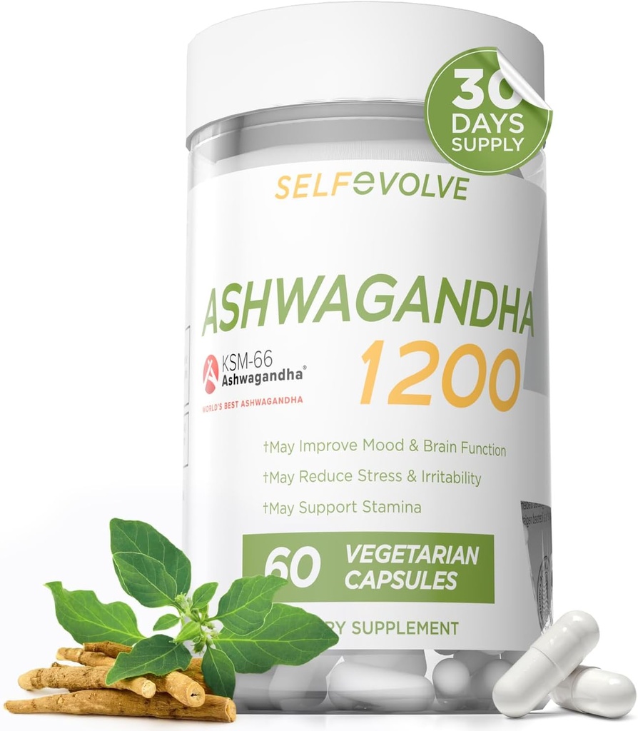 Stresová pomoc, Ashwagandha KSM-66, podporuje příležitostnou stresovou pomoc, Dietní dodatek, Kapsle, 1 měsíc Dodávka