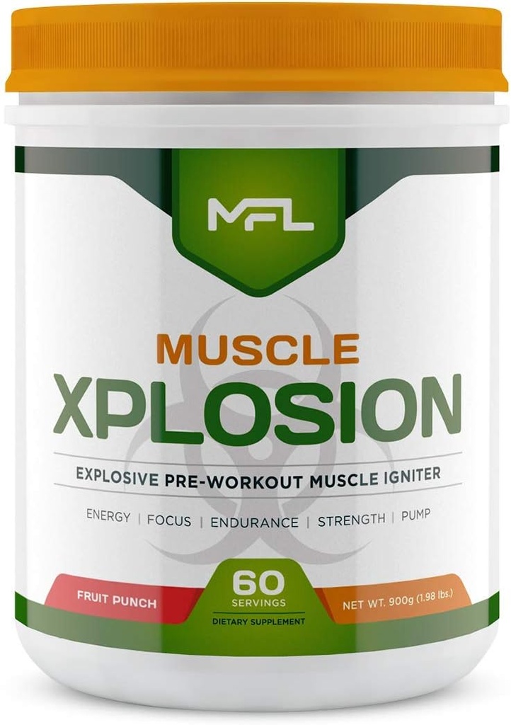MFL Muscle Xplosion CLAS124; Pre- Workout CLAS124; 0 Cukr CLAS124; Sweated with Stevia CLAS124; All- Natural CLAS124; 60 Servings (Fruit Punch)