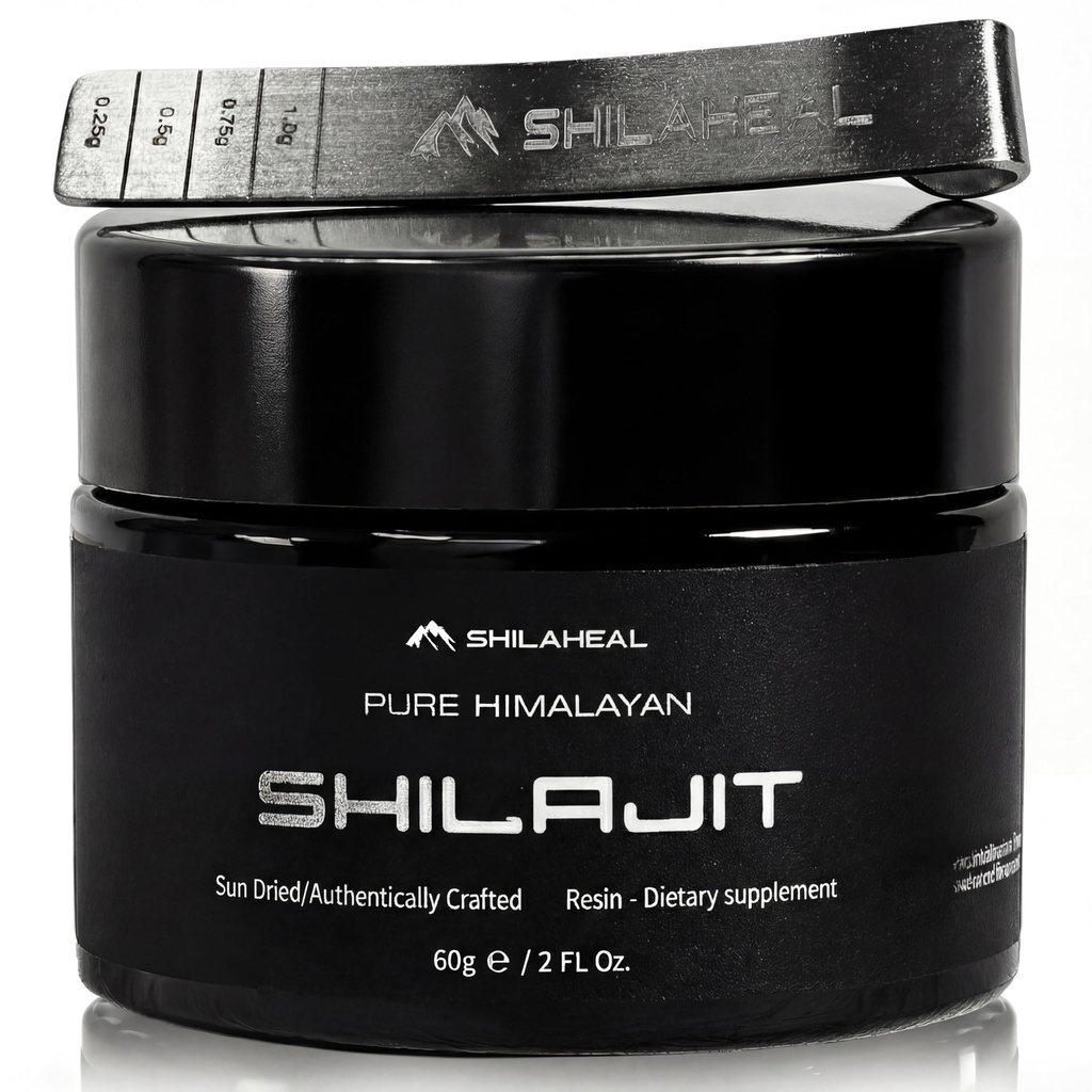 Shilajit Authentic Himalayan Shilajit Resin pro muže a ženy, High Fulvic Acid, Energy & Stamina, Imunitní podpora, 85 + Stopy Minerály, Lab Tested Organic Shilajit Resin, 100% přírodní, 60 Grams