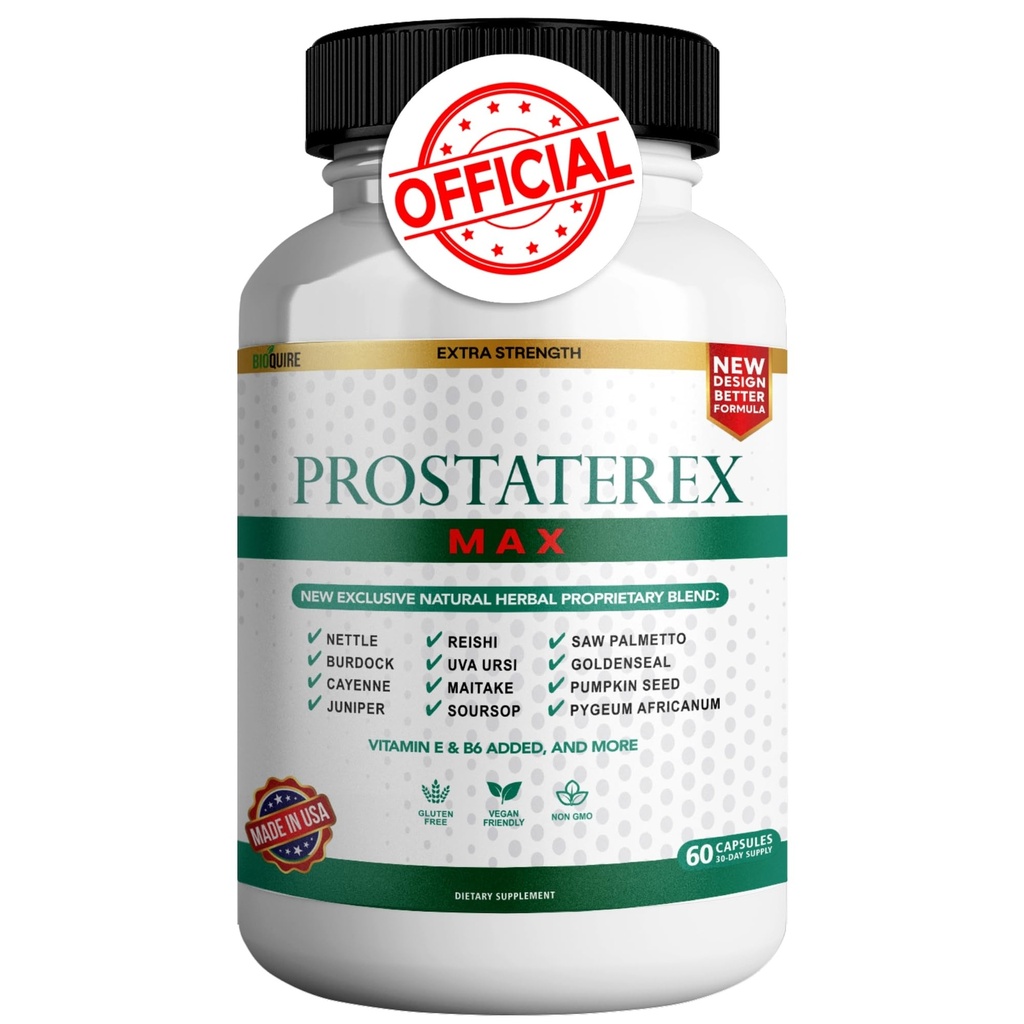 ProstateRex Max Extra Pevnost Doplněk pro podporu zdraví, Saw Palmetto, Vegan, Non- GMO, Gluten- Free - 60 Kapsle (1)