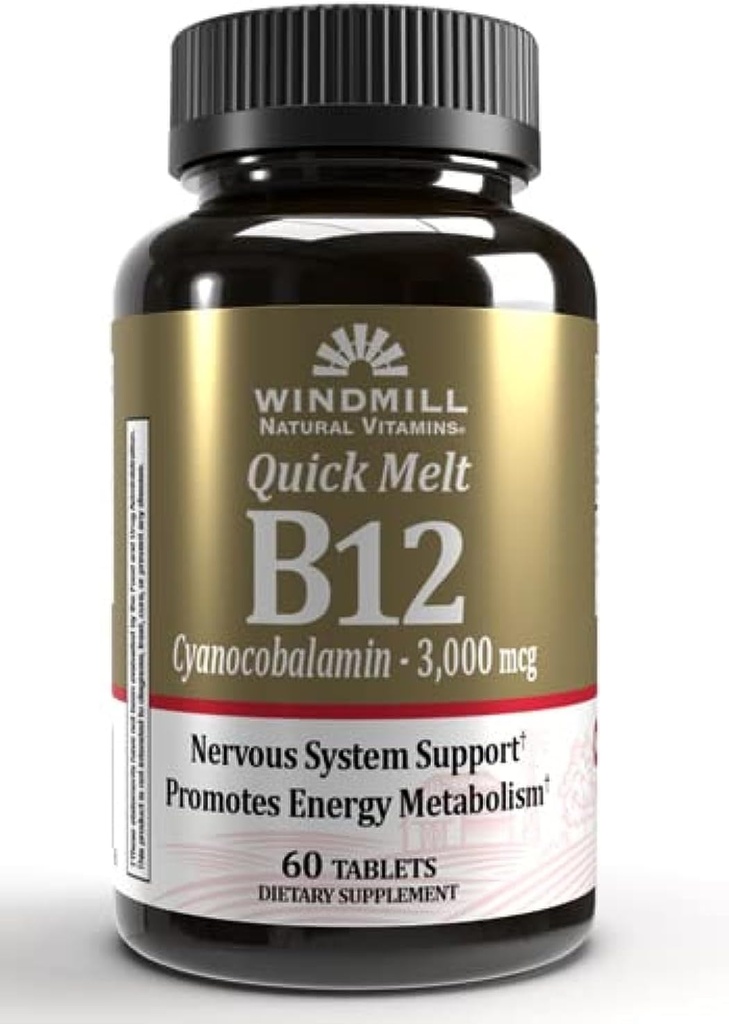 Windmill B-12 3000 mcg Quick Melt Tablety 60 Každý (balení po 2)