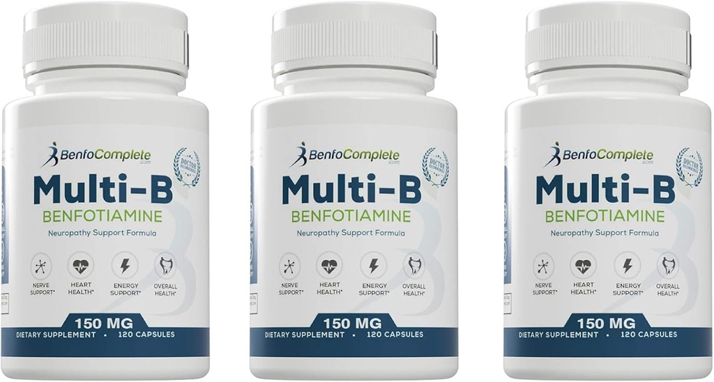Benfotiamin Multi- B Neuropatie Support Formule 150mg 120 Želatinové kapsle na láhev - Balení po 3 lahvičkách