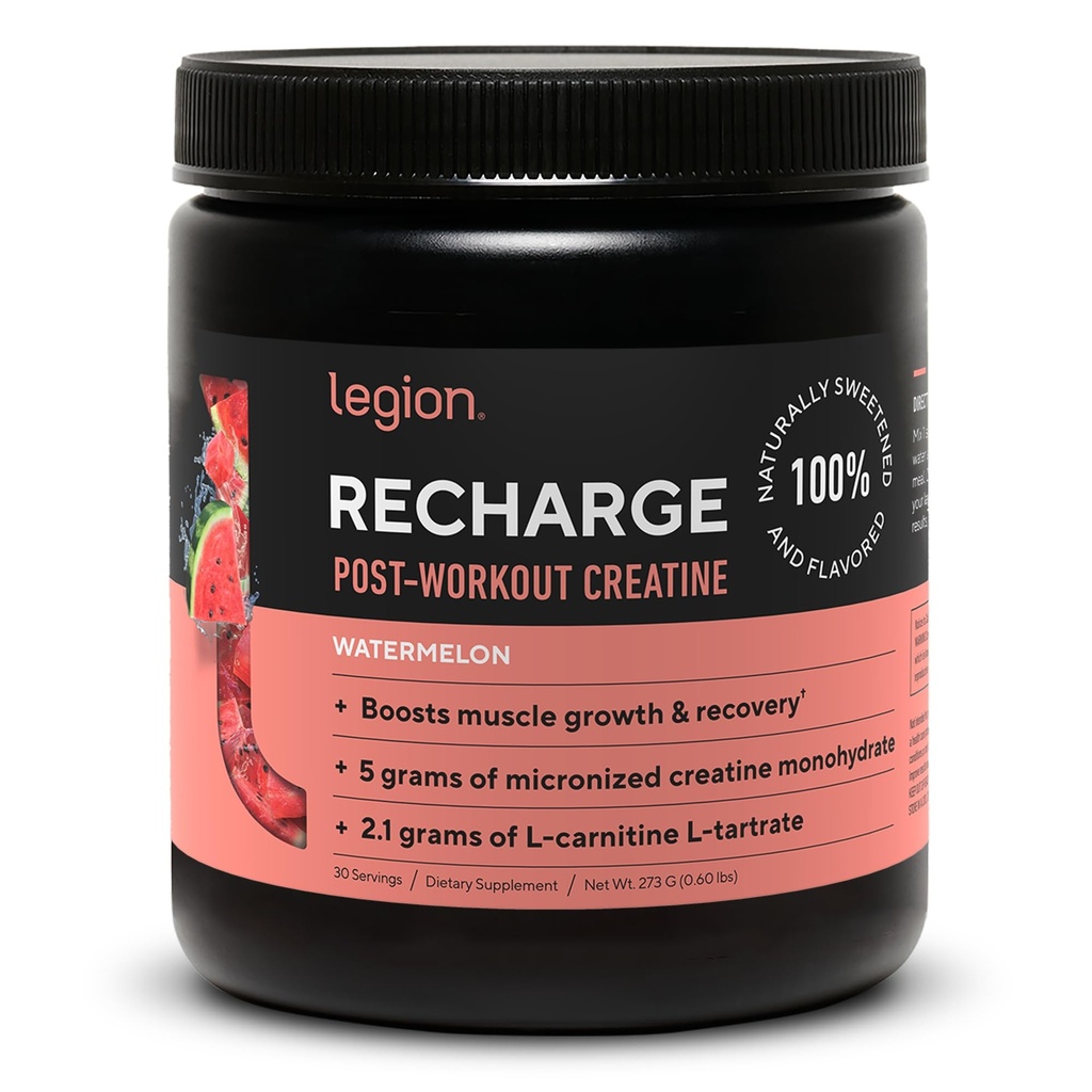 LEGION Recharge Post Workout Dodatek - Všechny přírodní svalů Builder & Recovery nápoj s mikronizované kreatin Monohydrát. Přirozeně slazené a ochucené, bezpečné a zdravé (Meloun vodní, 30 Serve)