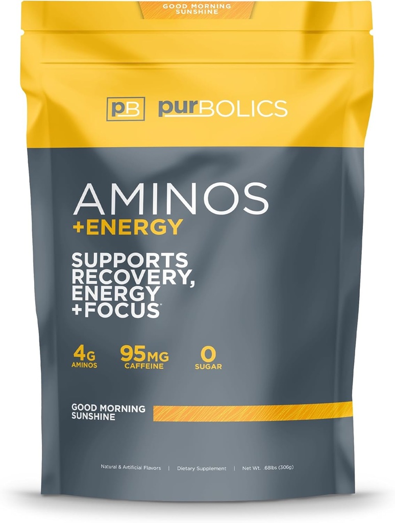 Purgolics Aminos + Energy PHARMAN 124; Podporuje obnovu, Energy & Focus PHARMAN 124; 95mg kofeinu, 0 Cukr & 60 Slunečnic (Dobré ráno Sluníčko)