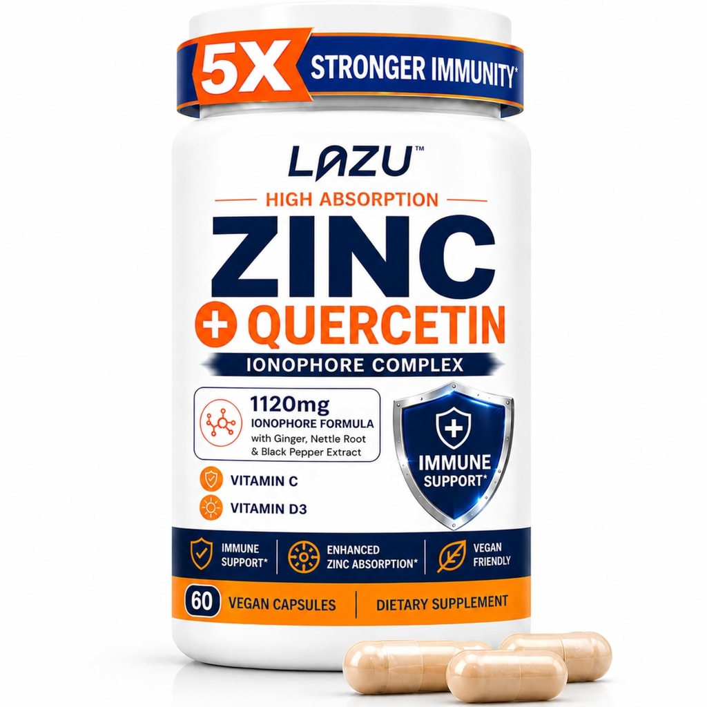 Lazu Virocin - dodatek k zinku - zinek Ionophore CZ124; zinek, vitamin C, vitamin D3 CZ124; zvýšená imunitní podpora a rychlá absorpce CZ124; 60 Kapsle