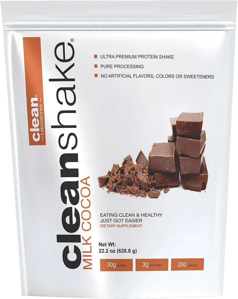 CleanShake Ultra- Premium Protein Shake. Clean Protein Powder Shake s 21 organickými složkami, 23 vitaminy a minerály, a non-GMO a rGBH-Free Grass Fed Syrovátka. Informovaný protein certifikovaný.