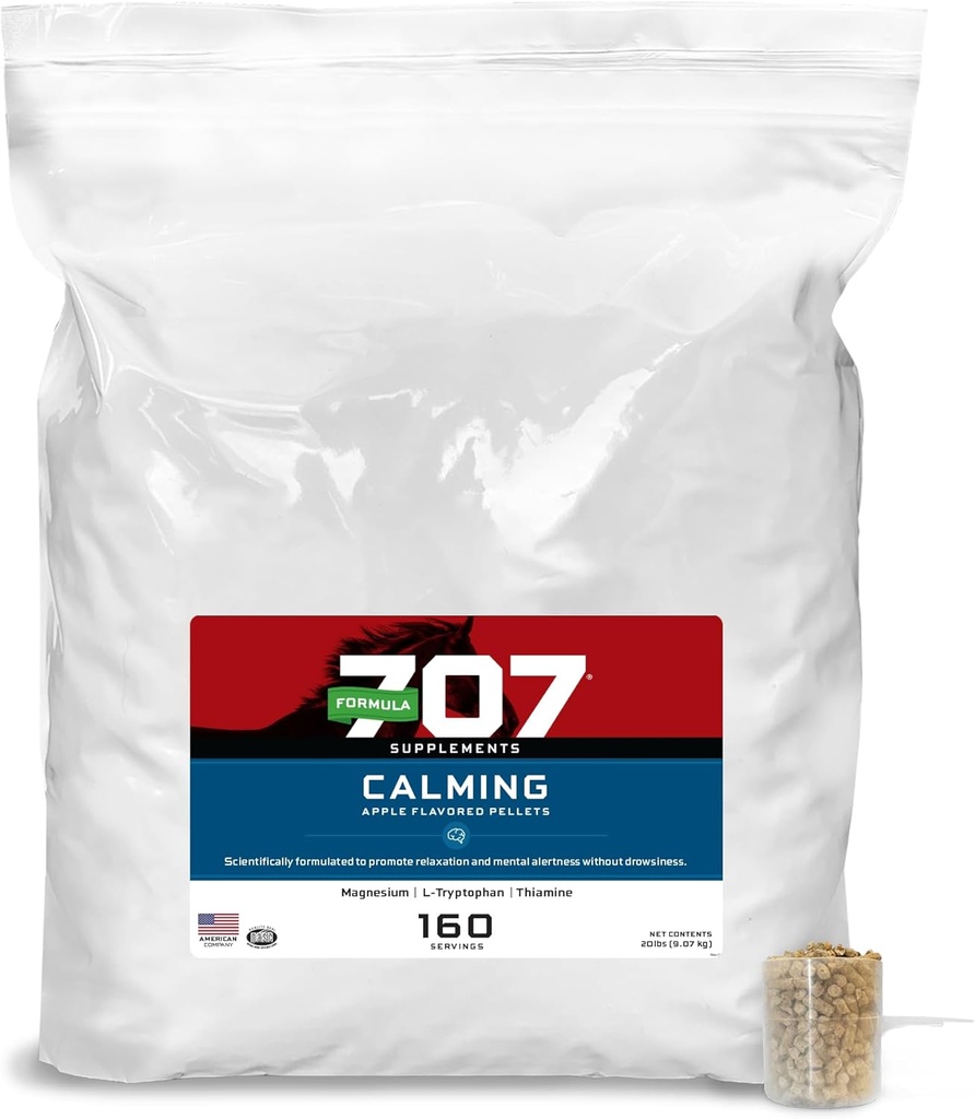 Vzorec 707 Calming Equine Appendix 20LB Bag - 160 Servings - Úzká úleva a zvýšený důraz na koně - L- Tryptofan, Thiamin & Magnesium