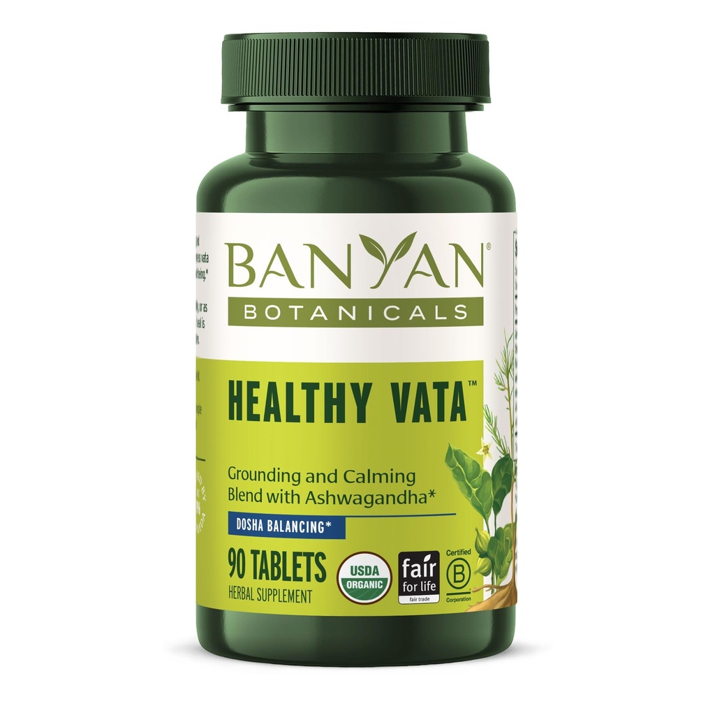 Banyan Botanika Zdravá Vata - Organic Bylinný dodatek s Ashwagandha, Shatavari & Other Ayurvedic Bytí * - 90 Tablety - Non- GMO Udržitelně Sourced Vegan