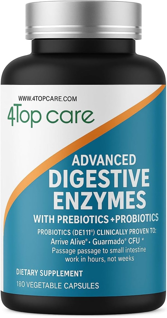 H4U trávicí enzymy: Ultimate Health Solution with Probiotics, Prebiotics, and Enzymes for both woman and men. Tento vegetariánský doplněk k trávicímu enzymu obsahuje 180 tobolek.