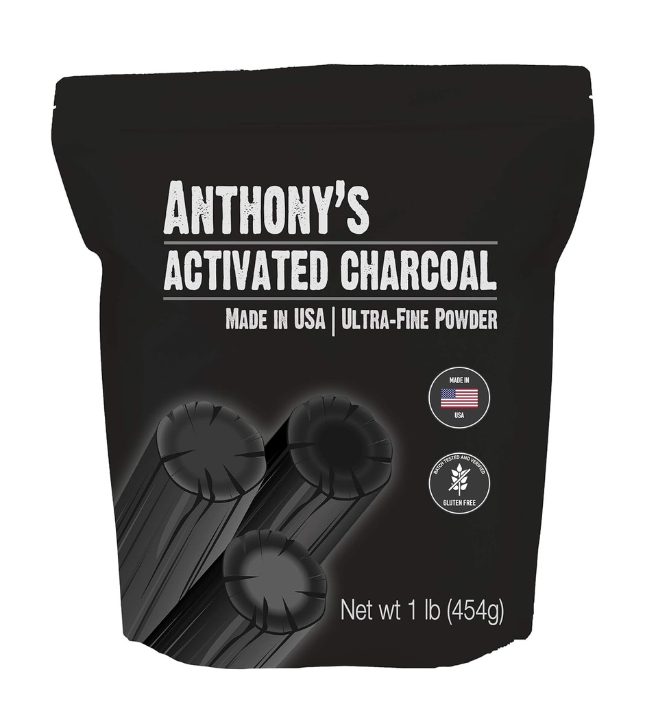 Anthony 's Activated Charcoal, 1 LB, Made in USA, Ultra Fine, gluten Free & Food Class