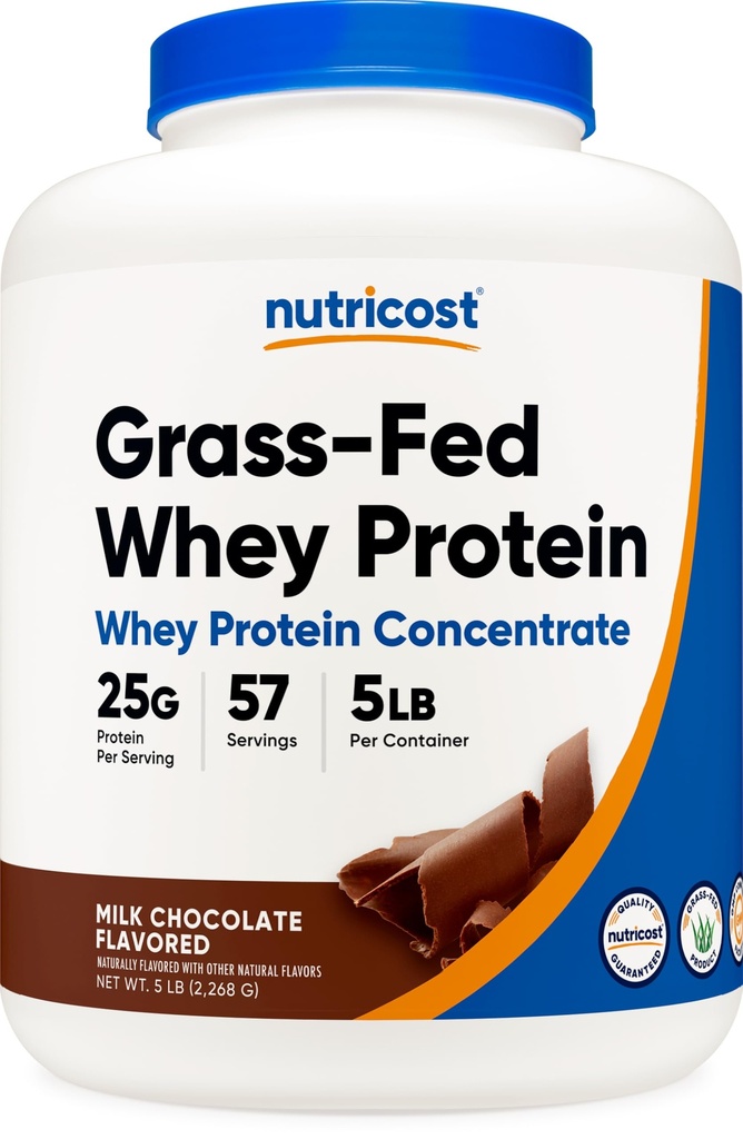 Nutricost Grass- Fed syrovátkový protein koncentrát (Chocolate) 5LBS - nedenaturovaný, Non-GMO, přírodní aroma...